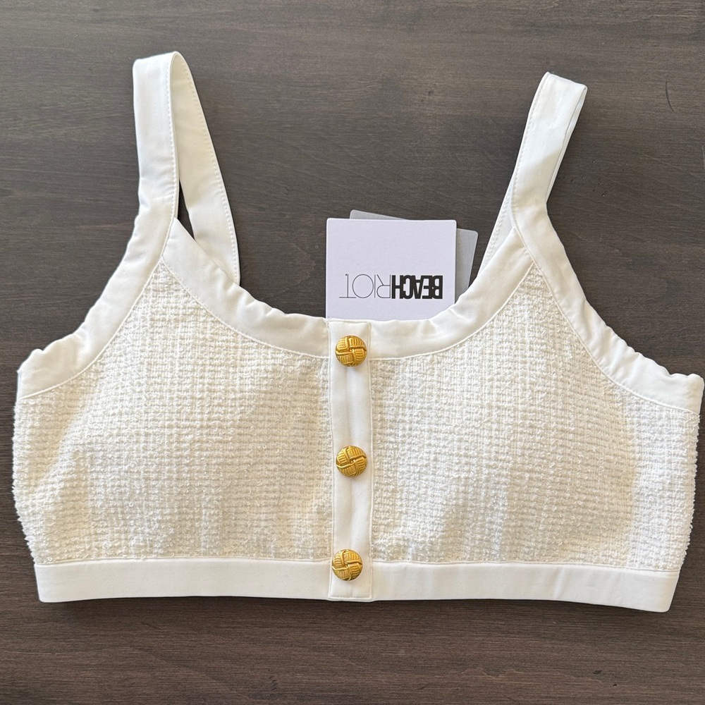 NWT Beach Riot Bonnie Top in I do Ivory size Large